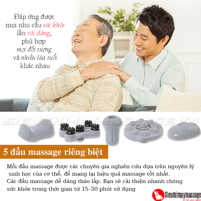 massage cam tay welbutech whm200 6 - Máy massage cầm tay Welbutech Squirel Pin Sạc WHM-200 (Hàn Quốc)