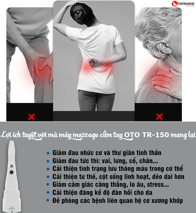 may massage cam tay oto Torch mau trang 8 - Máy massage cầm tay OTO TR-150 (Pin sạc) - Màu trắng