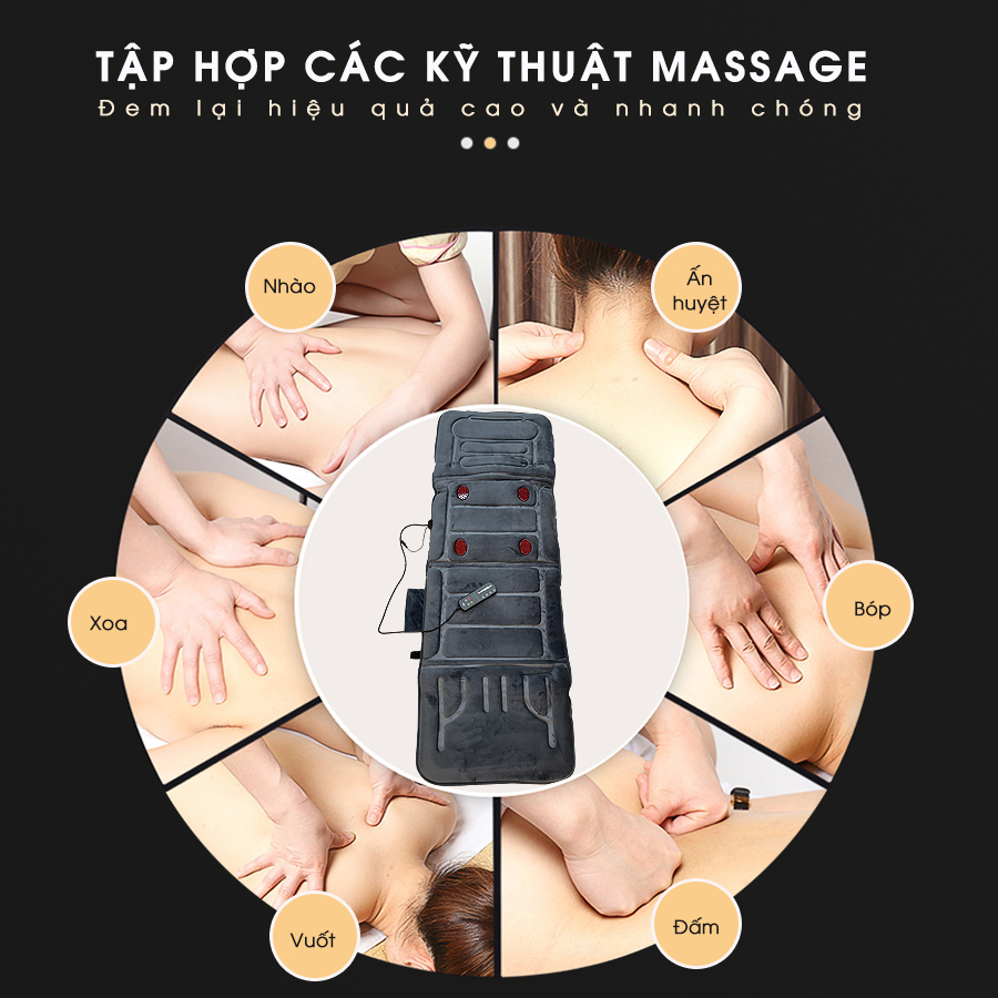 nem massage toan than fuki m 799 xam 7 - Nệm massage toàn thân FUKI nhiệt và hồng ngoại FK-M799 (màu xám)