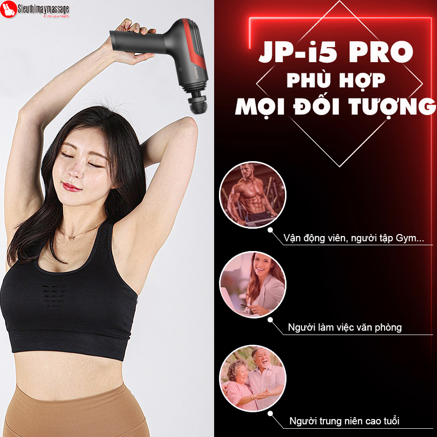 sung massage toan than OKACHI LUXURY JP i5 Pro do 18 1 - Súng massage toàn thân OKACHI LUXURY JP-i5 Pro (Viền đỏ)