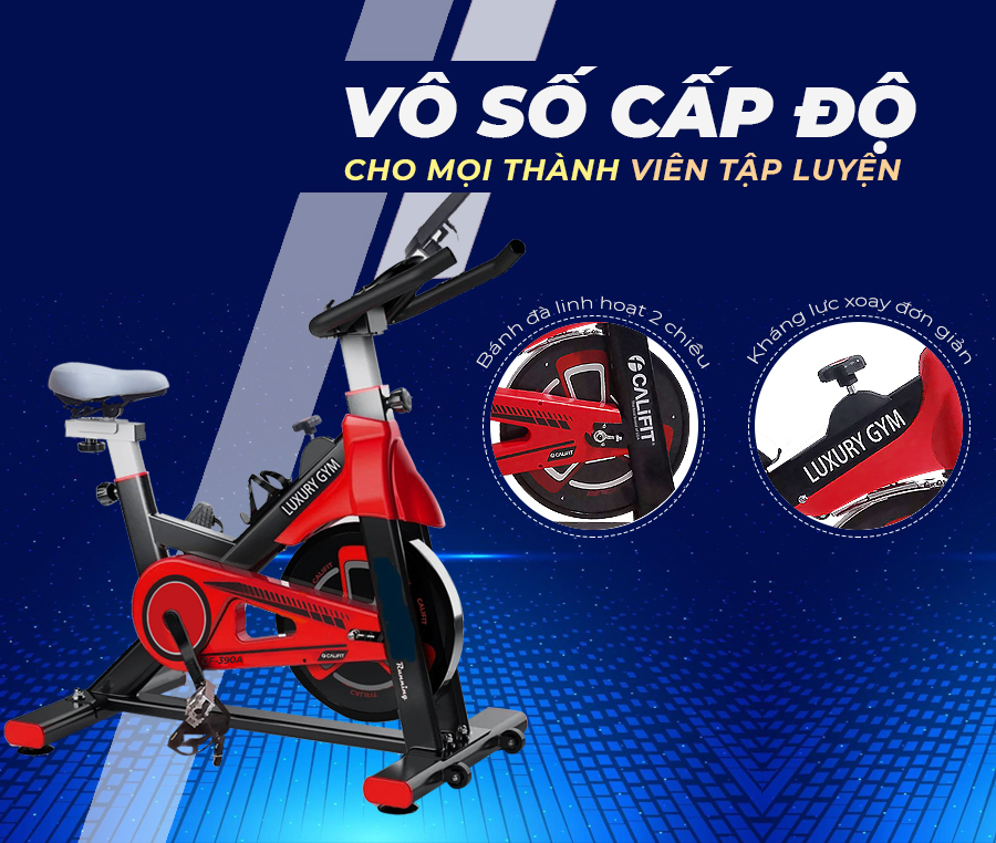 xe dap tap the duc califit luxury CF 390A mau do 6 - Xe đạp tập thể dục Califit Luxury CF-390A (màu Đỏ)