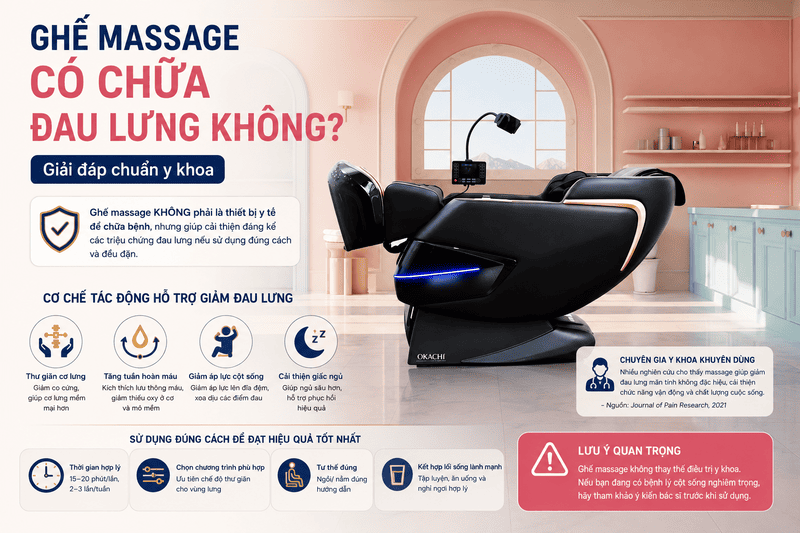 Ghế massage c&oacute; chữa đau lưng kh&ocirc;ng? Giải đ&aacute;p chuẩn y khoa